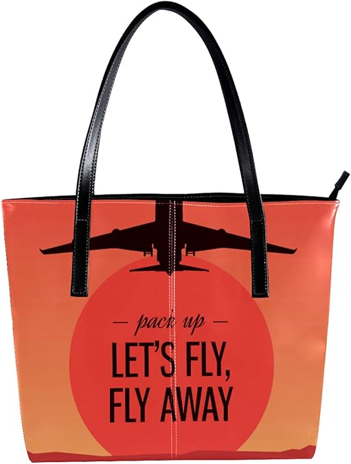 Flying Aircraft Handbag for Women Top Handle Bags Shoulder Bag Zip Tote