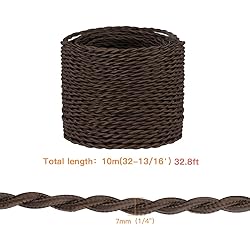 Helunsi 32.8ft Twisted Cloth Covered Wire, Brown