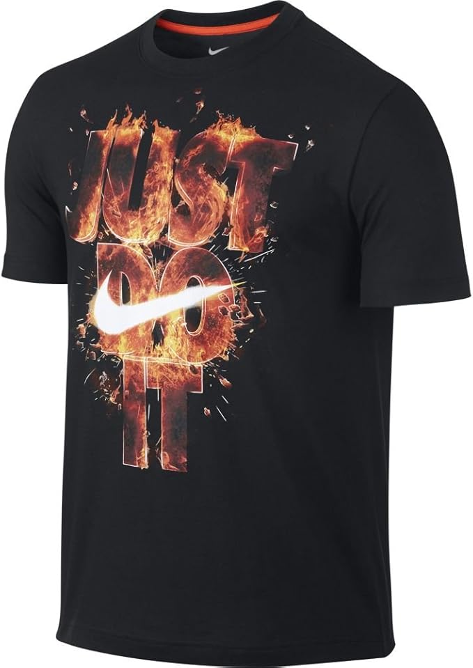 NIKE Men's Just Do It Fire Flames Dri-Fit T-Shirt Large Black at Amazon Menâs Clothing store