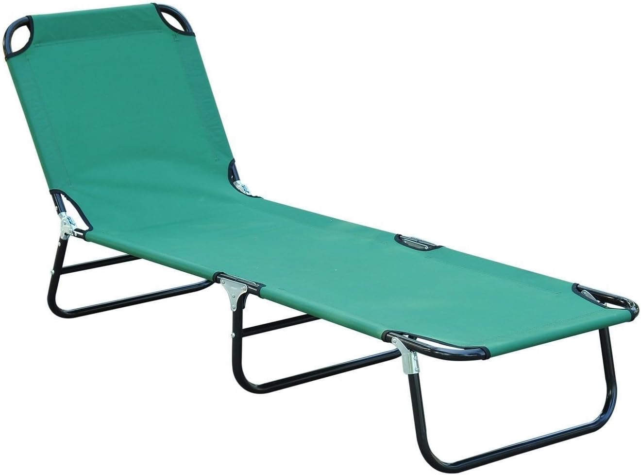 Patio Foldable Daybed Solid Outdoor Chaise Relaxer Elegant Garden Durable Frame Sun Lounger Camping Cot Classic Pool Beach Recliner Couch Sunbed Patio Furniture Green