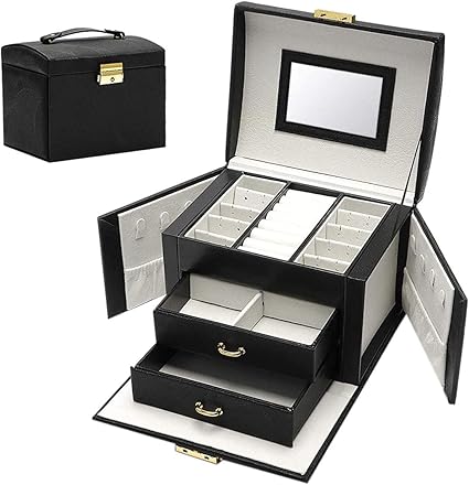 Sonline Joyero Pendientes de Gran Capacidad Collar con Espejo ...