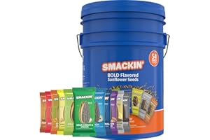 SMACKIN' Sunflower Seeds, Roasted Jumbo Small-Batch, American Made - 8 Flavor Variety. 1.5oz bags (54 Pack Bucket)