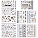 Aboat 10 Sheets Metallic Temporary Tattoos 200 Shimmer Designs (Gold, Silver, Black)