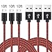 Akaho Micro USB Cable, 10' Extra Long Nylon Braided High Speed 2.0 USB to Micro-USB Charging Cables Android Fast Charger Cord for Samsung Galaxy S7 Edge/S6/S4, Note 5/4/3, etc. - Black/Red - 3 Piece