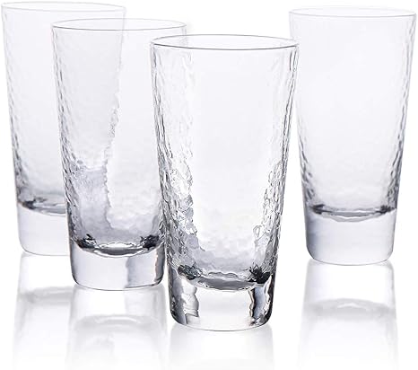 Amazon Co Jp 4個入りハイボールグラス ヘビーベースの背の高いグラス 水 ジュース カクテル 飲料用 鉛フリー 食器洗い機用金庫 キッチンバーに最適 12 Oz ホーム キッチン