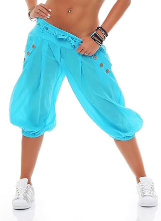 Malito Damen Pumphose in Unifarben | lässige Kurze Hose | Bermuda für den Strand | Haremshose - Pants 3416