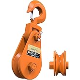 SENKEYFE 4 Ton Snatch Block with Hook, 4.5" Sheave for 1/2" Inch Wire Ropes,Heavy Duty Snatch Block Pulley for Towing, Lifting and Recovery | Tow Truck Rollback Wrecker Car Hauler Winch Accessories