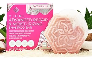 Viori Coconut Bliss Advanced Repair and Moisturizing Shampoo Bar - Made with Rice Water for Hair Growth - Handcrafted Sulfate Free Shampoo