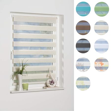 K-home Klemmfix Doppelrollo Madrid ohne Bohren Beige 90 x 150 cm (B x L)