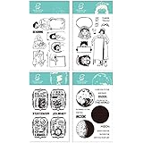 Squirrels and Frogs Clear Stamp Set for Card Making Decoration and Scrapbooking，Reading and Moon Stamps, Nordic style1
