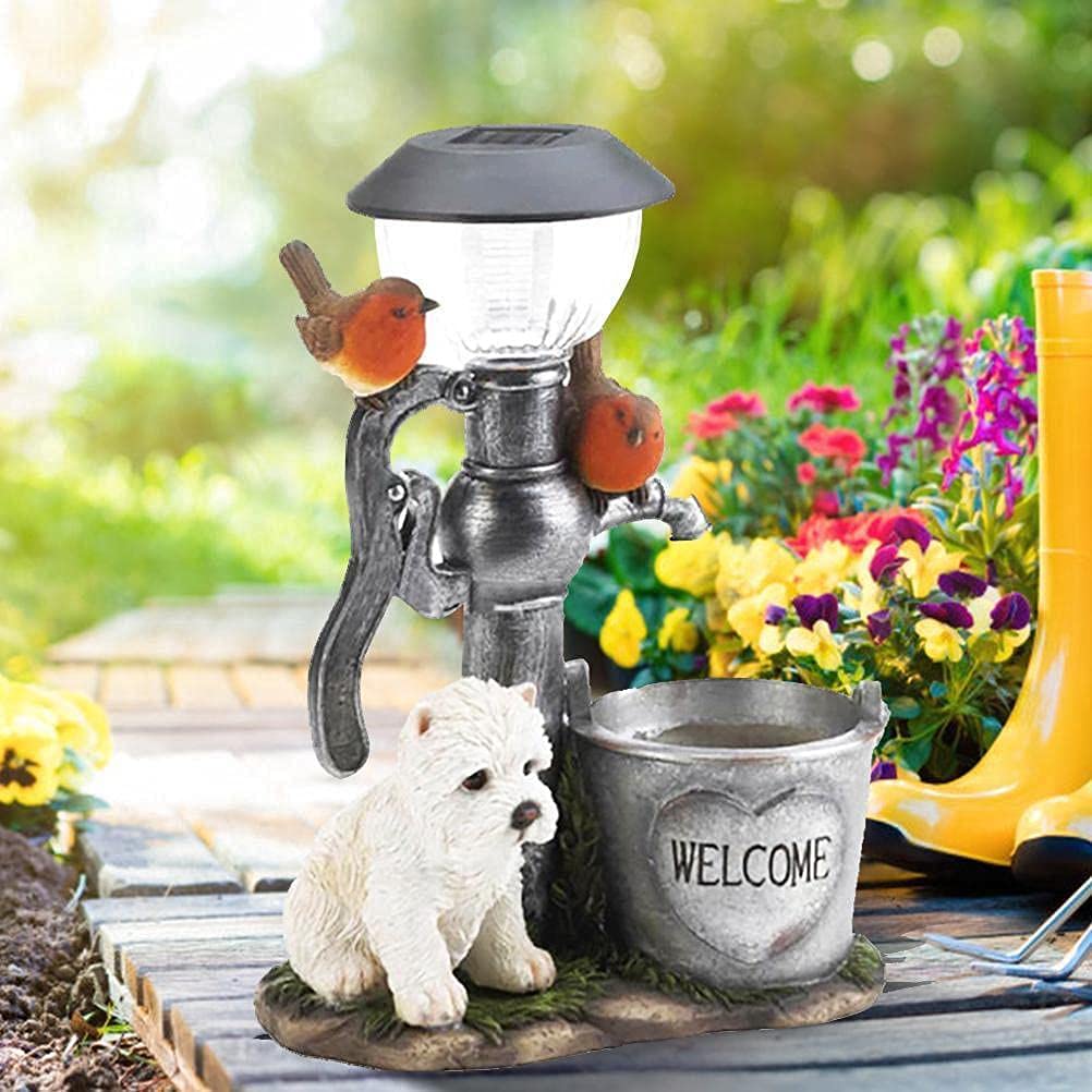 Fafeicy Garden Animal Statues Light Resin Solar Light Home Outdoor Decoration Light (Dog)