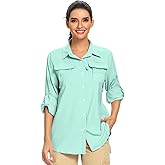 Womens UPF 50+ UV Sun Protection Safari Shirts Long Sleeve Outdoor Cool Quick Dry Fishing Hiking Gardening Shirts