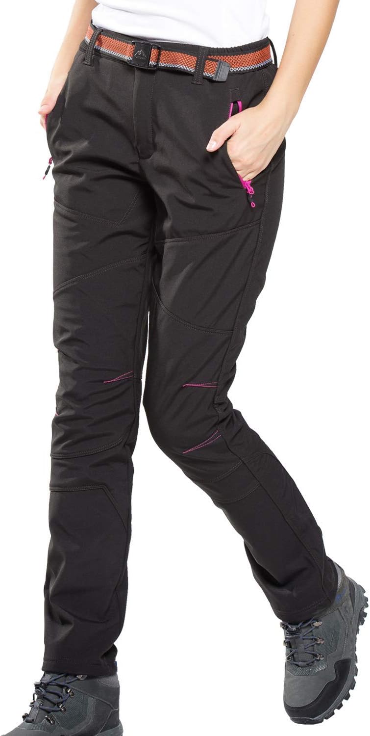 FLYGAGA Women's Softshell Trousers Hiking Trousers Ski Pants Fleece Lined Waterproof Warm Outdoor Trousers for Camping Trekking Walking Hiking Ski