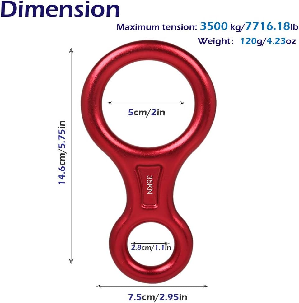 AOKWIT Rescue Figure 8 Descender Climbing Gear Downhill Equipment 35KN/3500kg 7075 Aluminum Alloy Rigging Plate for Climbing Belaying and Rappeling Device (Red) : Sports & Outdoors