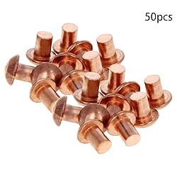 Aicosineg 50pcs 0.31" Length Copper Solid Rivets M6