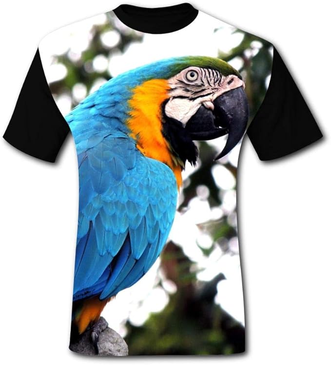 Amazon.com: Blue Parrot Bird Men's T-Shirt 3D Printed Fashion Short ...