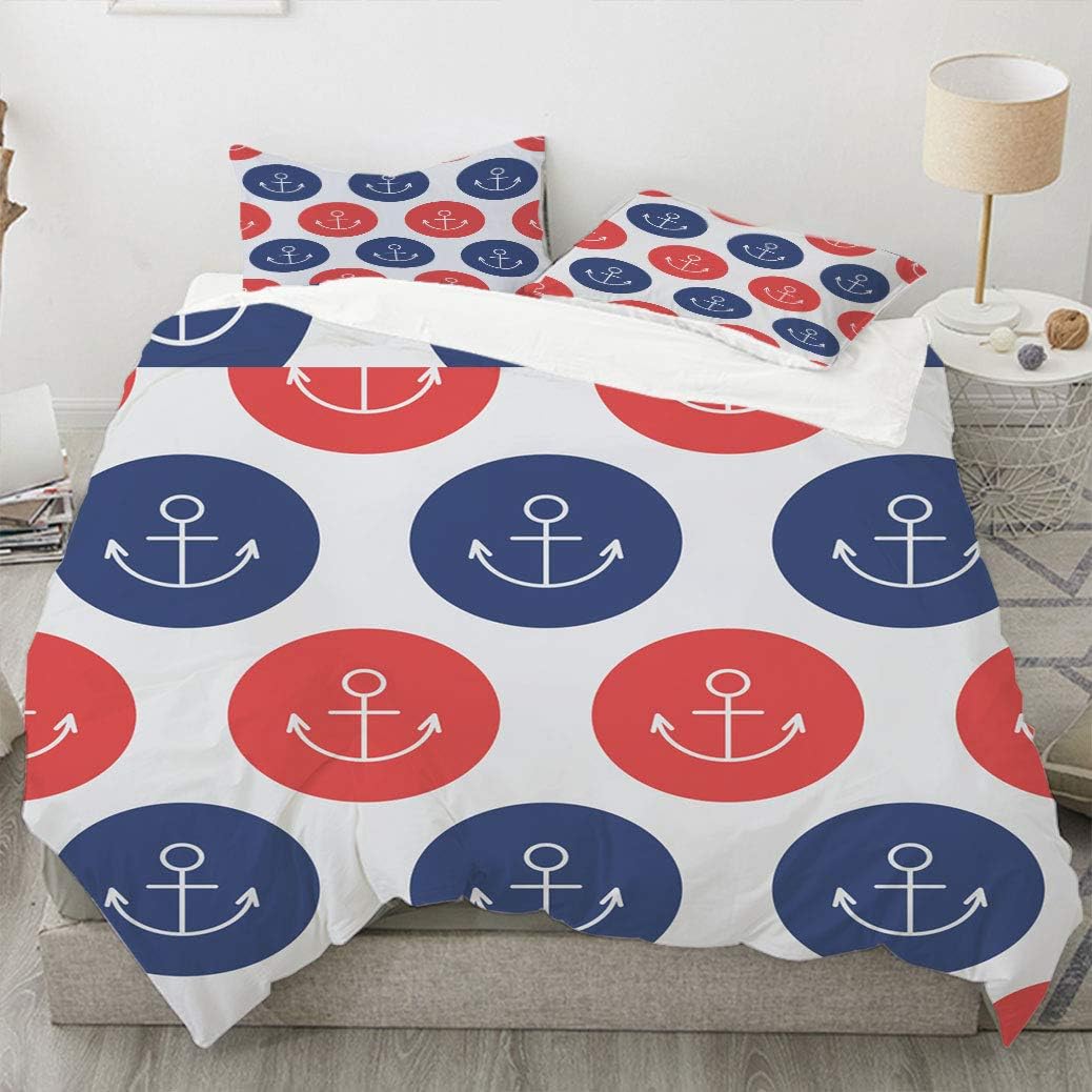 Alexdemo Nautical Decor Duvet Cover Set, Anchors in Sailor