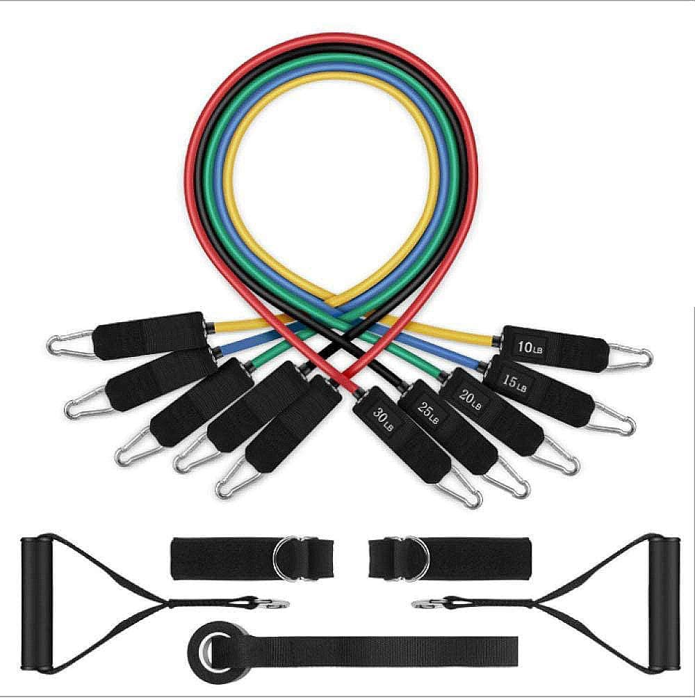 Resistance Bands Set, (100LBS) Including 5 Stackable Exercise Bands with Door Anchor, Latex Loop Bands, Ankle Straps-for Resistance Training, Physical Therapy, Home Workouts, Yoga.