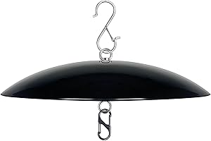 andergi 13" Bird Feeder Rain Guard, Hummingbird Feeder Shade Dome Cover, Hanging Baffle for Bird Feeder Pole (Black), 1 Pack