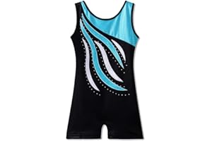 BAOHULU Leotard for Toddler Girls Gymnastics Shorts Sparkle Embroidery Tank Biketards One Piece