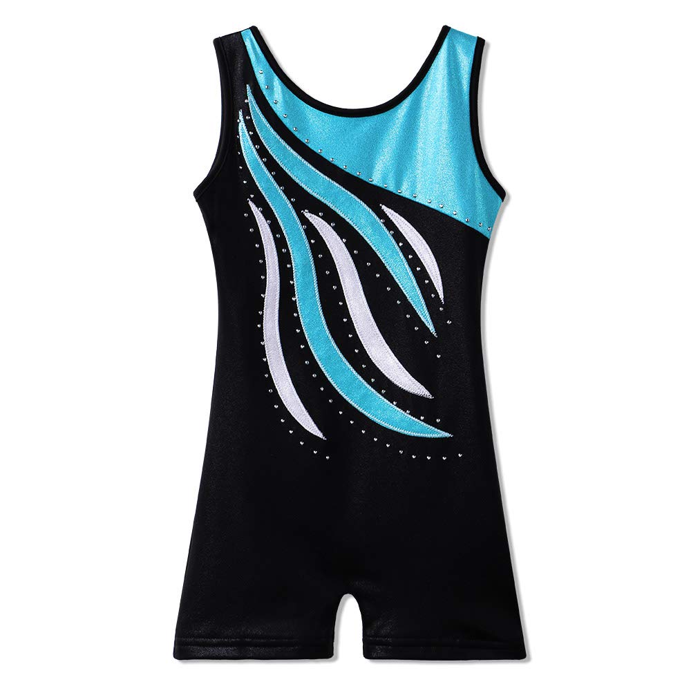 BAOHULU Leotard for Toddler Girls Gymnastics Shorts Sparkle Embroidery Tank Biketards One Piece