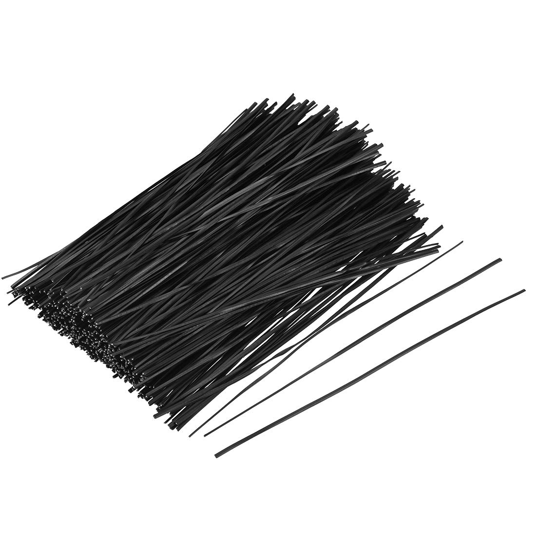 sourcing map Metallic Twist Ties 200mmx1.8mm Plastic Black Cable Cord Ties 1000pcs