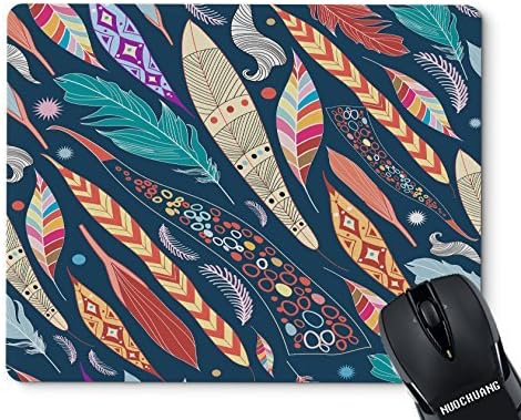 NUOCHUANG Colorful Graphic Pattern Of Leaves And Feathers Rectangle Non Slip Rubber Mouse Pad Mousepad Mat