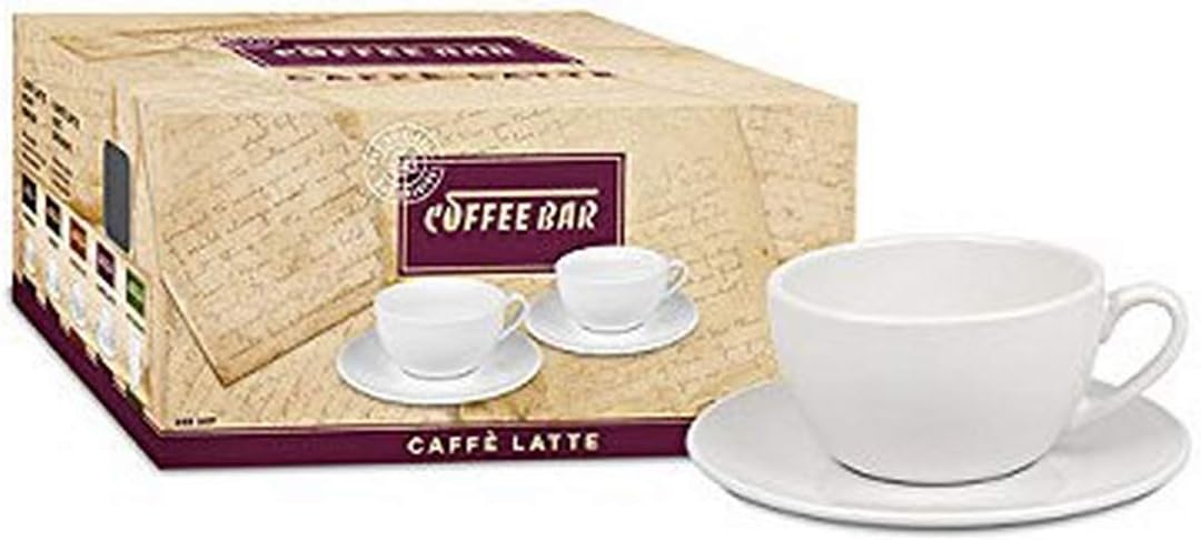 KonitzTwo Giftboxed Cafe Latte Cups and Saucers (Set of 2), White