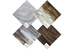 Wissmach 4 Sheet Mixed Color Variety Stained Glass Pack and Mosaic Glass, Gray Brown (8"X6") by BiNARi Glass Studio