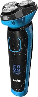 Rasierer Herren Elektrisch, Nass-und IPX7 Wasserdicht Elektrorasierer Wiederaufladbarer Rotationsrasierer für Herren mit Präzisionstrimmer Bartschneider, Reiseverriegelung