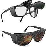 Dual Lens Welding Glasses, ANSI Z87.1 Clear/Shade Switchable ，Anti-scratch Safety Glasses, UV Protection, IR Shade Lens