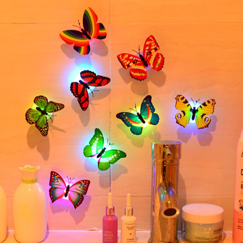colores mezclados ledmomo 20 pcs LED Butterfly Wall Stickers Lights