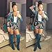 Tracksuit Women Long Sleeve Tropical Floral Blazer Jacket Coat + Shorts 2 Piece Set Suit African Dashiki Slim Fit Blue, X-Large
