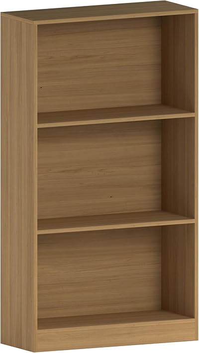 Vida Designs Cambridge 3 Tier Medium Bookcase Oak Wood Shelving Display Unit