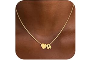Decholly Heart Initial Necklaces for Girls Kids Women - 14K Gold Plated Dainty Heart A-Z Initial Letter Necklace Teen Girls Gifts Trendy Stuff Birthday Gifts for 5 6 7 8 9 10 Year Old Girls Gifts