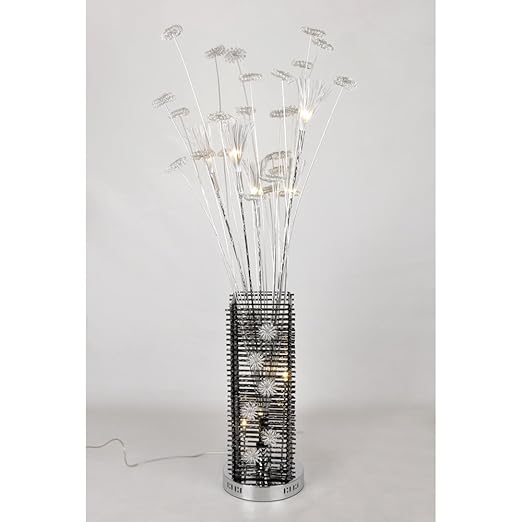 Large Modern Silver And Black Aluminium Metal Vase Flowers Twigs