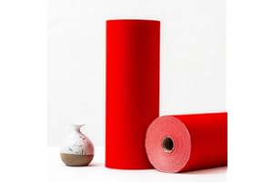 KYMY Chinese Red Xuan Paper Roll, Spring Festival Asian Blank Calligraphy Rice Paper- 34cm x 20m, Soild Red Pure Door Chunlian Duilian Scrolls Couplets for Asian Vietnamese Korea Lunar New Year 对联春联纸