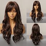 Gerulyss Long Brown Mix Maroon Wigs for Women Curly Mix