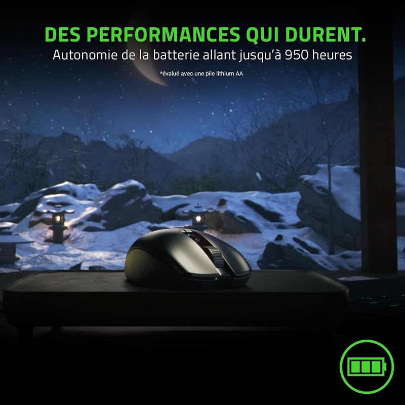 Orochi V2 - Souris Gaming sans Fil avec Jusqu'à 950 Heures d'Autonomie (Design Ultra-léger, sans Fil HyperSpeed & Bluetooth, Interrupteur de Souris Mécanique 2e Gen) Noir