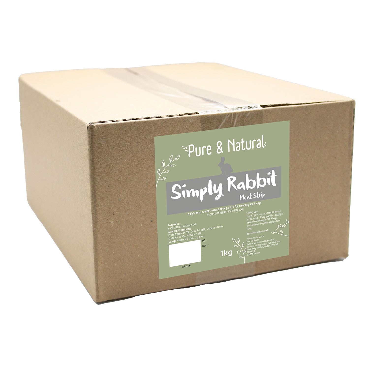 Pure & Natural Rabbit Strips - Natural Dog Chews Long Lasting, Hypoallergenic, & Grain Free Recipe, Healthy Low Fat Dog Treats - Jerky-Like Meat Strips 1kg