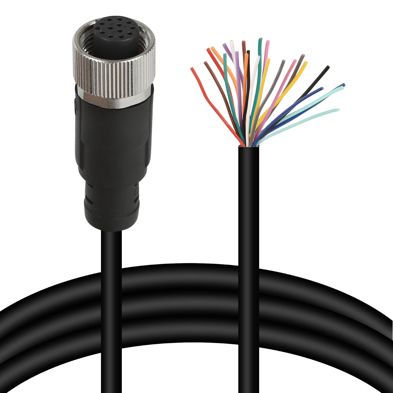 M12 12 Pins Female Connector Cables, Waterproof