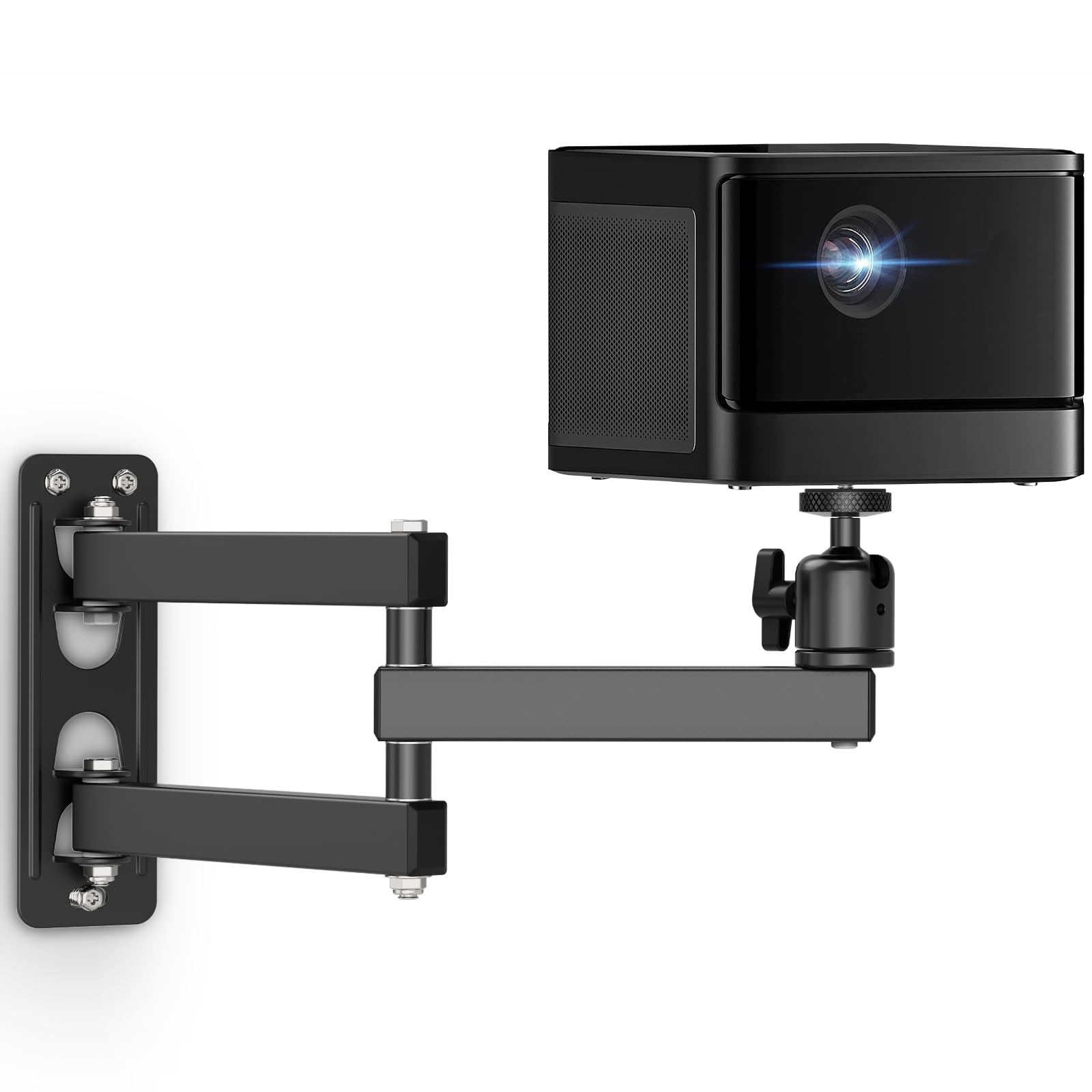 Jubor Projector Wall Mount, Projecror Stand Adjustable 360° Rotation, Foldable Hanging Projector Ceiling Mount Holder with 1/4" Screws for Home Cinema, Games Room, Office