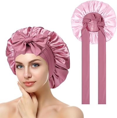 ACWOO Satin Bonnet Double-Sided Silk Hair Cap with Elastic Band