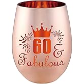 xilaxila 60 and Fabulous Wine Glass Gift- 60th Birthday Gifts for Women - 60 Year Old Birthday Decorations