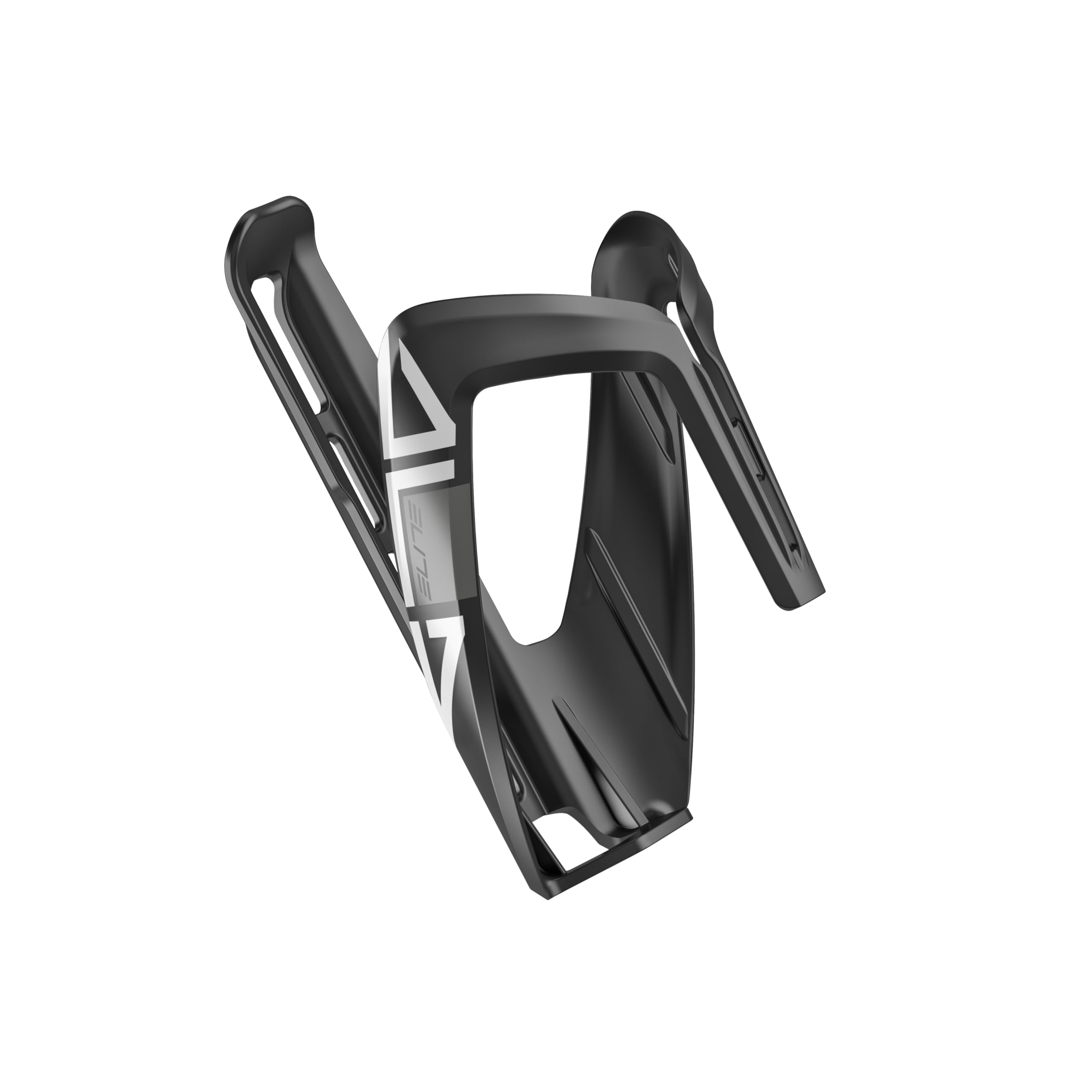Elite Ala Bottle Cage Black White Graphic – Lightweight Fibre-Reinforced Bike Bottle Holder with Flexible Wing Arms – Secure Grip – For Road Bike, MTB & Gravel Cycling