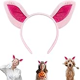 Beviliu Pig Ears Headband, Animal Hairband Costume for Adult, Cat Dog Bunny Fox Headwear for Halloween Christmas Birthday Theme Party Cosplay