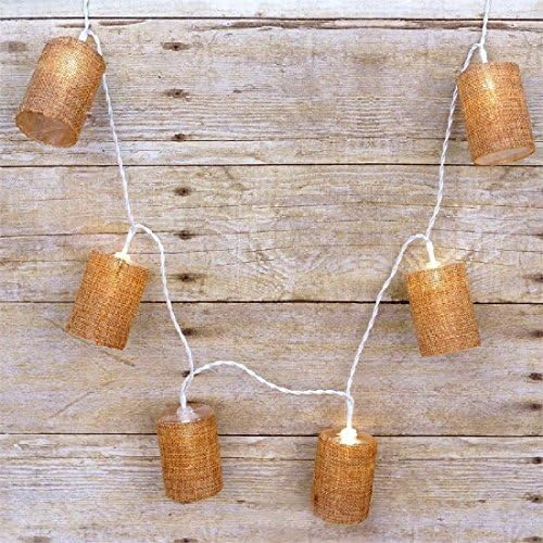 70" Led Burlap Barrel Fairy Lights - White