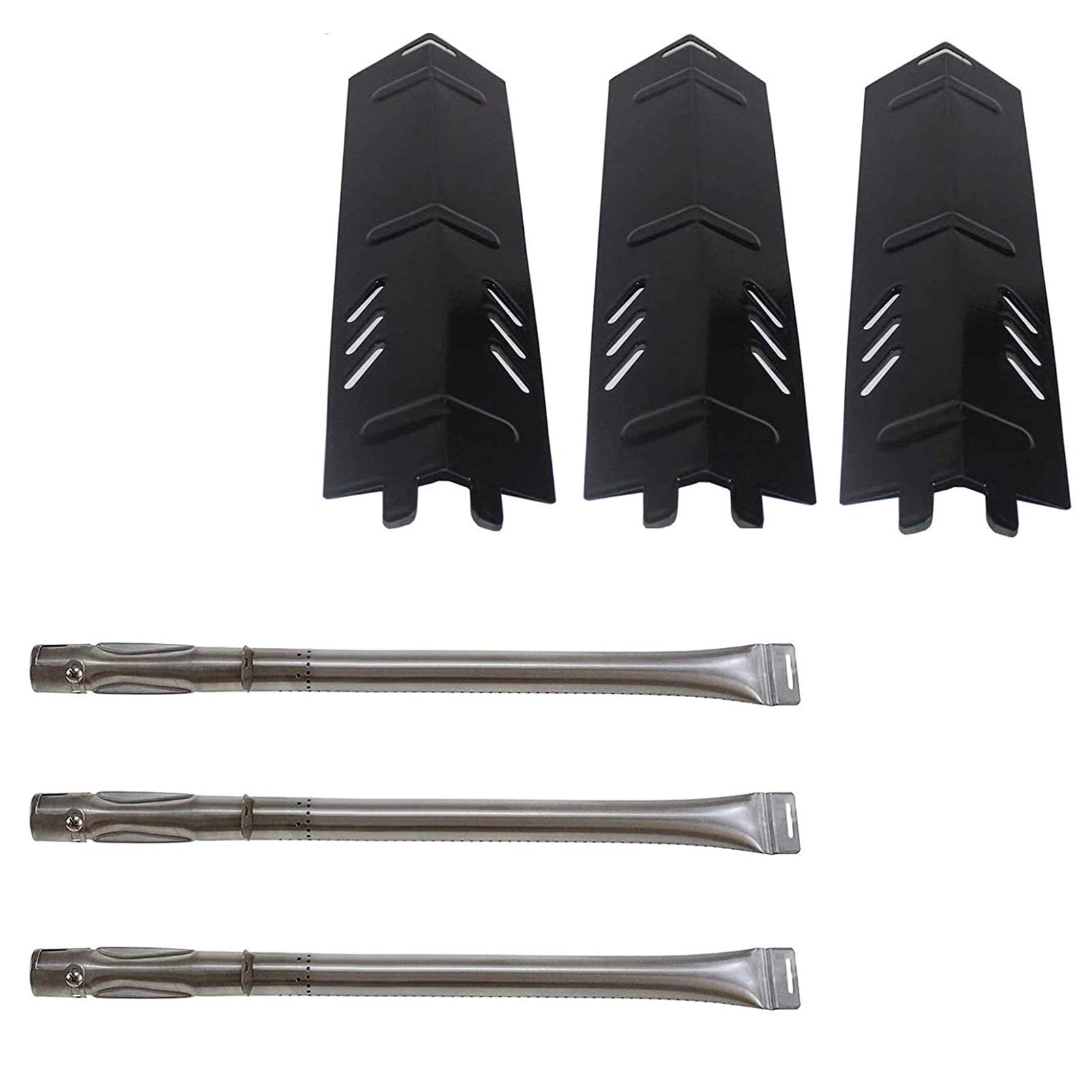 Photo 1 of Adviace Grill Replacement Parts for Backyard & Uniflame Grills, 3 Pack Heat Plate Shields & Burner Tubes Repair Kit for BY13-101-001-11, BY14-101-001-01, GBC1429W, GBC1329WRS-U