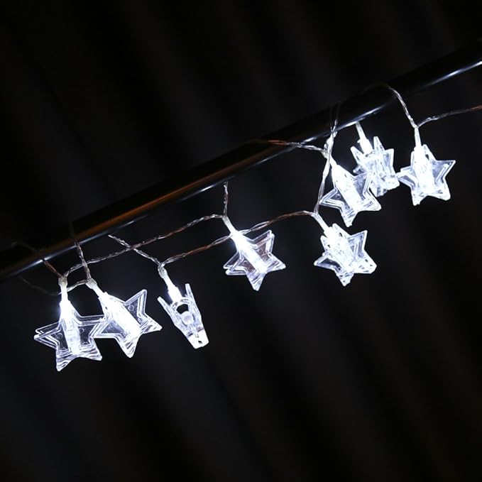 Zorbes 1.5M 10 LEDs Star Shape Photo Clip String Light