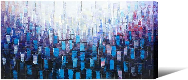 Bling Abstract Wall Art Hand Painted Canvas Picture Painting Blue Abstract Decoration Home Bedroom Bathroom Office Decoration Artwork Wood Inside Framed Ready To Hang Amazon Co Uk Kitchen Home